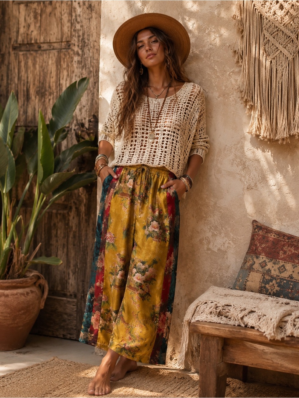 Johnny Was Dylan Pant Silk Floral Wideleg Palazzo Pants Large NWT MSRP $275 Chic